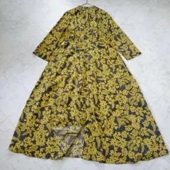 RADIATE ロングワンピース Aライン フレア 花柄 イエロー