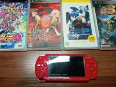 （※更新:動作確認完了）PSP-2000ディープレッド+ソフト【バッテリーなし】