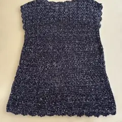 ハンドメイド☆手編み☆透かし編み 黒ベスト