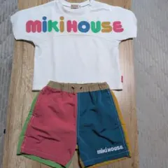 MIKIHOUSEカラフルフロントロゴシャツ＆ミキハウスショートパンツセット90