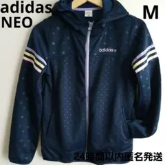 adidas NEO　アディダスネオ　ドットパーカー　ジャージ　ライン　ネイビー
