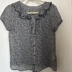 grove 小花柄フリル襟半袖ブラウス