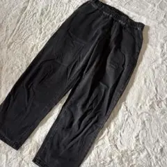 無印良品　ダークグレー　ワイド　デニム　薄手　パンツ　メンズ　ゴム　S-M