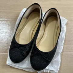 Flower 黒 グリッター バレエシューズのサムネイル