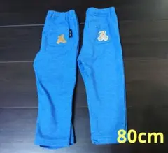 プティマイン プティプラレギンス 10部丈 デニム ブルー 80