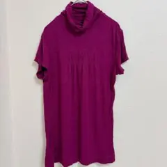 ZARA ザラ タートルネック ギャザーカットソー 半袖 パープル Lチュニック