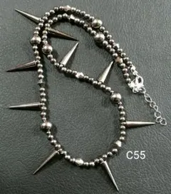 スパイクネックレス C55　ビーズネックレス　モード系　パンク　ロック　アメカジ