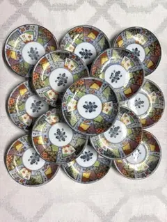 【豪華14枚セット】有田焼 吾山窯 金彩 扇型 華文様 小皿/銘々皿 和食器 豪華14枚セット】有田焼 吾山窯 金彩 扇型 華文様 小皿/銘々皿 和食器