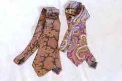 ETRO /エトロ　伊製ペイズリー柄 シルクネクタイ2本セット