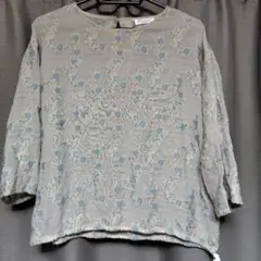 ZARA 刺繍入りシャツ カーキ 五分袖 Mサイズ - メルカリ