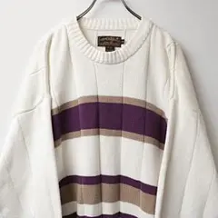 90s エディーバウアー ボーダー コットン ニット セーター 古着