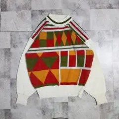 レトロポップ✨美品！カラフル ニット セーター ヴィンテージ 古着 ゆったり
