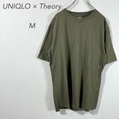 ユニクロ×セオリー/半袖/Tシャツ/Vネック/M/カーキ/綿100%