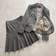 バーバリーロンドン　セットアップ　ノバチェック　40　38　ホースロゴ　グレー