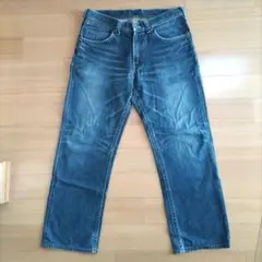 レア ラングラー ストレートデニム 黒革ラベル 33インチ 美品 ジーンズ