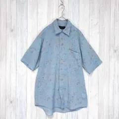 【EachTime】半袖シャツ トップス 羽織り ブルー 総柄 M