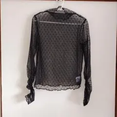 SPRAY PREMIUM ハートドット柄シースルーブラウス ブラック