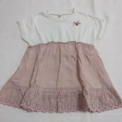 après les cours フリル付き Tシャツ ホワイト/ピンク 110