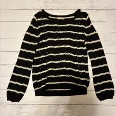 earth music&ecology ボーダーニット 白黒 シンプル