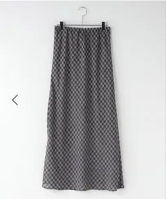 LOWRYSFARM シアーチェックフレアスカート グレー