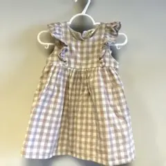 薄紫と白のチェック柄ワンピース　H&M