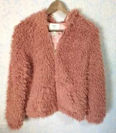 FOREVER 21 ふわふわジップジャケット フード付き ピンク（Lサイズ）