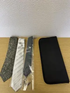フォーマルネクタイセット/専用ケース付き/ネクタイ靴下チーフ　ネクタイ3本まとめ