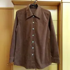 ★長袖・シャツ・厚手・ブラウン・サイズM★