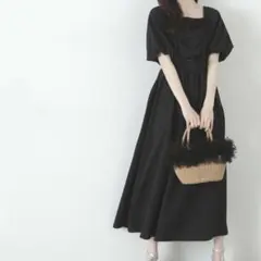 プロポーションボディドレッシング　シャーリングリボンワンピース　ブラック