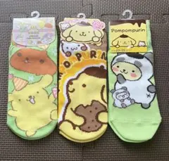 ポムポム プリン　靴下　3点　アニマル　パンダ　カピバラ