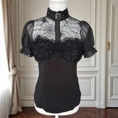 QutieFrash キューティーフラッシュ　蜘蛛の巣　ブラウス　黒　y2k