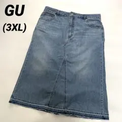 大きいサイズ　GU ジーユー　デニムスカート　膝下　ミモレ　3XLのサムネイル