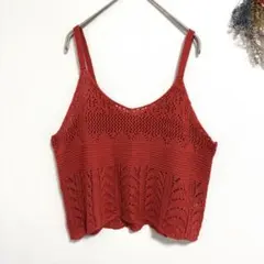 a.g.plus (F) ビスチェ ノースリーブ ニット トップス 赤