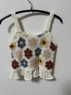 ZARA フラワー柄ニットトップス