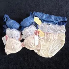 A70【tutuanna】花柄刺繍 ブラショーツセット まとめ売り 新品 下着