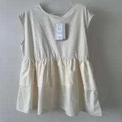 接触冷感ティアードペプラムベストバックりぼんアイボリー L