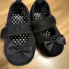 フォーマル 黒 リボン付き ベビーシューズ 14cm
