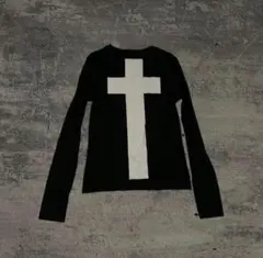 Opium - 十字架 Cross design long T-shirts 黒