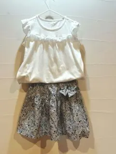 キッズスカート120 女の子 白Tシャツセット