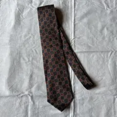 シルク ネクタイ 幾何学模様 ネイビーグレー　vintage