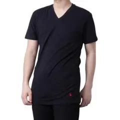 最後1枚【XL/新品】ポロラルフローレン VネックTシャツ ロゴ刺繍 綿100