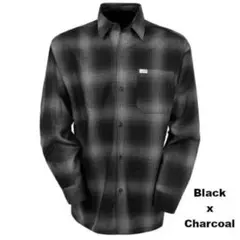 ブラック×チャコール チェック柄 長袖caltop オンブレシャツ