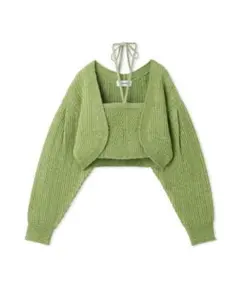 Lily Brown /グリーン クロップドカーディガン