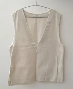 DISCOAT ベージュ Vネック スリーブレス ベスト フリーサイズ