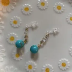 ターコイズ 柄　樹脂ピアス