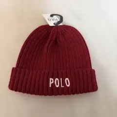 新品　POLO Baby ニット帽 エンジ色　46-50センチ　ベビー