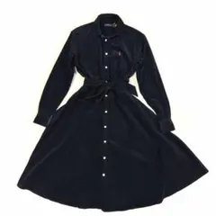ポロラルフローレン シャツワンピース コーデュロイ ポニー ベルト ネイビー M