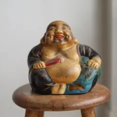 60s 昭和 레트로 瑞光堂 陶器製 布袋尊 貯金箱 置物 七福神 縁起物 金運