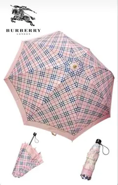 【美品】 Burberrys バーバリー 折り畳み傘 ノバチェック ピンク