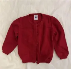 PETIT BATEAU　プチバトー　ニットカーディガン　赤　80